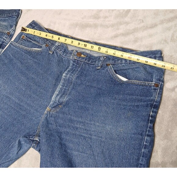 Lot (2) Lee Jeans Mens 42X34 Blue Straight Classic Work USA Made Vtg 80s Denim - Picture 13 of 16